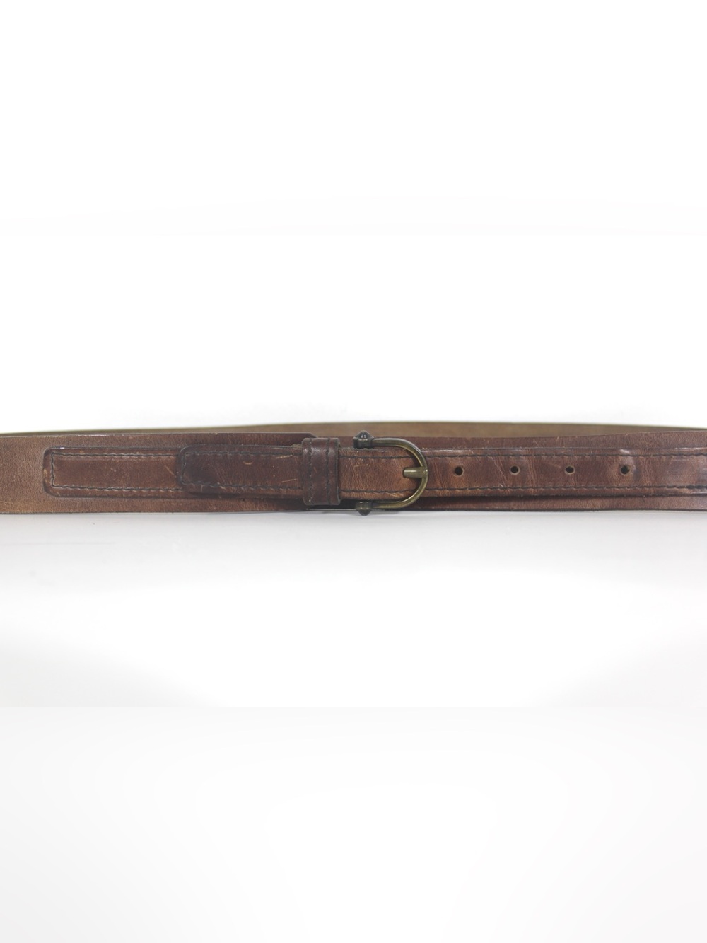 70’s LEVIS Vintage Tan Leather Belt with Petit Brass Buckle Distressed Unisex